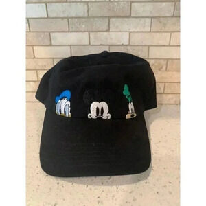 Disney Mickey Mouse &‎ Friends Peek-a-Boo Embroided Adjustable Dad Hat Black  bk